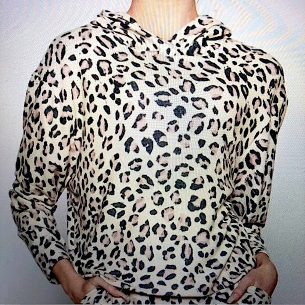 Sam & Lavi Anthropologie Sweater Hoodie Leopard Print Small
